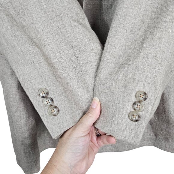 VTG J.Crew Oarsman Linen Blazer 42L Beige Neutral Classic Resort Summer Coastal - Picture 5 of 13